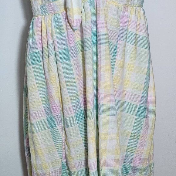 Old Navy Pastel Plaid Linen Mini Sundress with Smocked Back Size Large - Picture 4 of 9